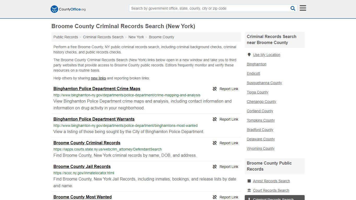 Criminal Records Search - Broome County, NY (Arrests ...