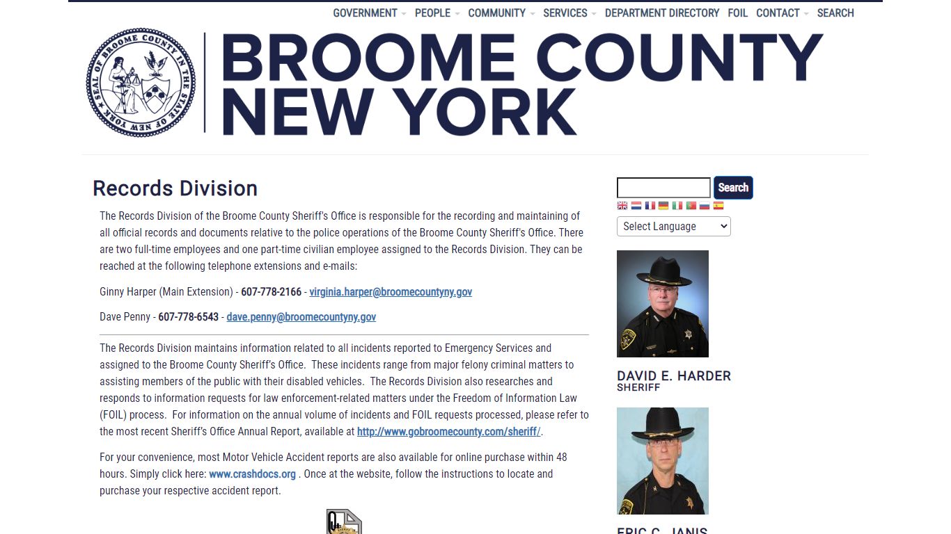 Records Division | Broome County